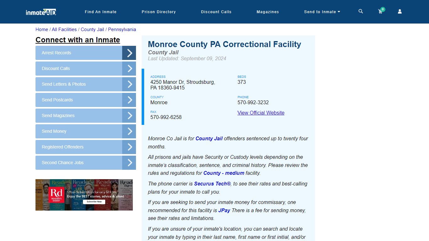 Monroe County PA Correctional Facility - Inmate Locator