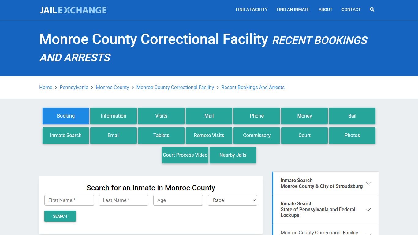 Monroe County Correctional Facility PA Recent Arrests and Bookings